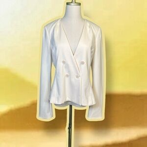 NWT Anthropologie ‘Tavia’ Double-Breasted Knit Blazer in “Cream” Size 10